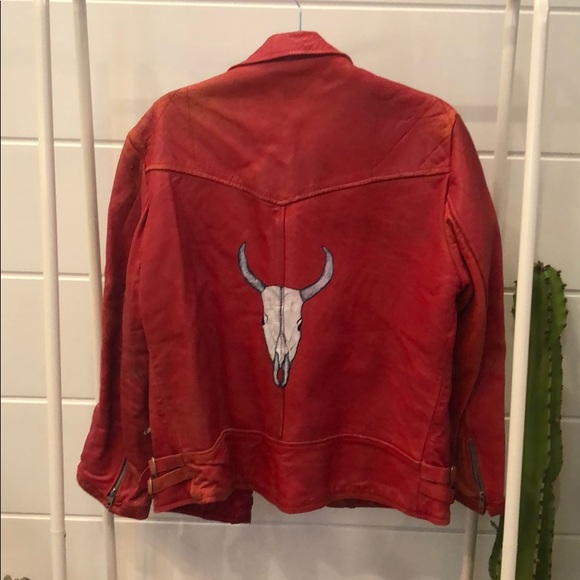 Vintage Red Leather Desert Jacket - Picture 3 of 7